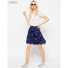 Pleated Mini School Girl Chiffon Short Micro Skirt in Polka DOT